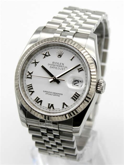 rolex datejust 36 white roman dial steel mens watch 16220|Rolex Datejust 36 16220 .